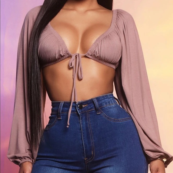 Fashion Nova Tops - Fashion Nova Real Hot Girl Sh!t Tie Front Top- L